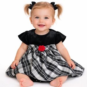 Baby Girl 18M Fancy Party Dress Velvet and Plaid